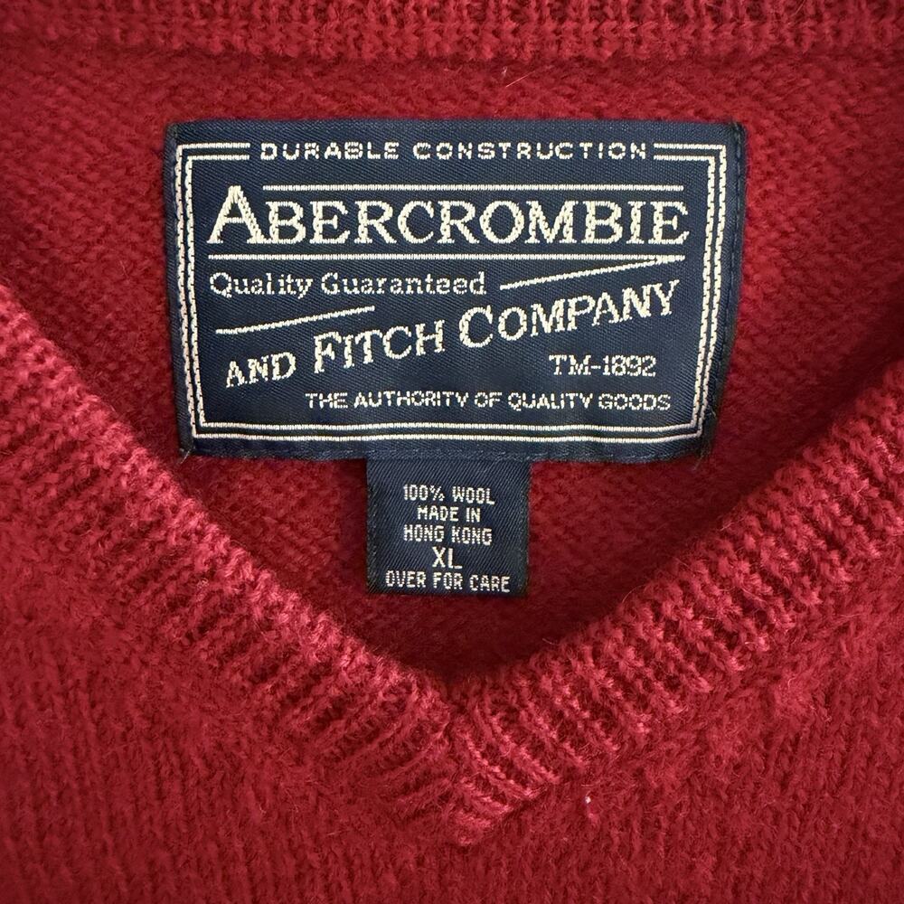 Vintage Abercrombie & Fitch Red Sweater Vest 100% Wool Size XL - Picture 3 of 12